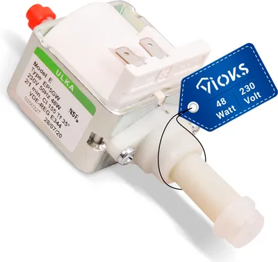 A close-up of a water pump with labels and a tag.