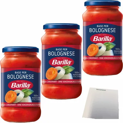 Produktbild von Barilla Pastasauce Base per Bolognese 3er Pack (3x400g Glas) + usy Block