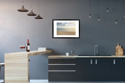 Produktbild von MuchoWow® MuchoWow® Gerahmtes Poster Strand - Wasser - Wolken 60x40 cm - Poster mit zchwarzem Bilderrahmen - Schlafzimmer - Plakat in Rahmen - Drucken