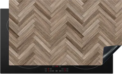 Produktbild von KitchenYeah© Herdabdeckplatte Muster - Holz - Braun , 90x52cm, Küche Deko, Glaskeramikkochfeld Herdabdeckung, Abdeckplatte fùr Kochfeld
