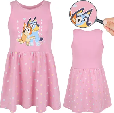 Produktbild von Bluey Bingo Rosa Kleid für Mädchen mit Trägern, Baumwolle 104