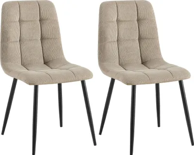 Produktbild von CLP 2er Set Esszimmerstuhl Tilde gepolstert mit Rückenlehne bis 150 kg belastbar taupe Material Cord