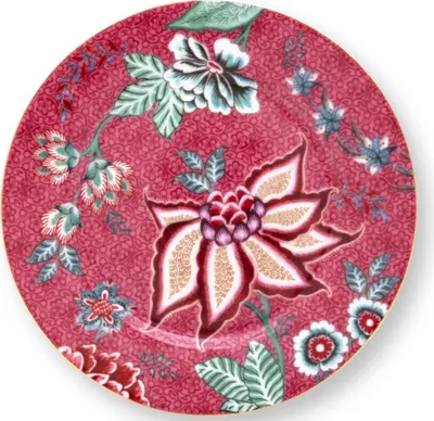 Produktbild von Pip Studio Desserteller Flower Festival Dark Pink 17 cm