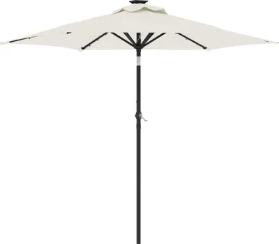 Imagen del producto de Sombrilla vidaXL con luces LED y mástil de acero, color blanco, 225x225x212 cm