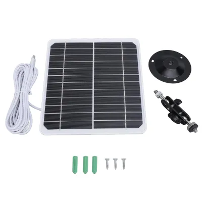 Obrázok produktu pre 20 W solárny panel na stenu, vodotesný podľa normy IP68, monokryštalický solárny panel s 3 m nabíjacím káblom pre 5 V bezpečnostné kamery