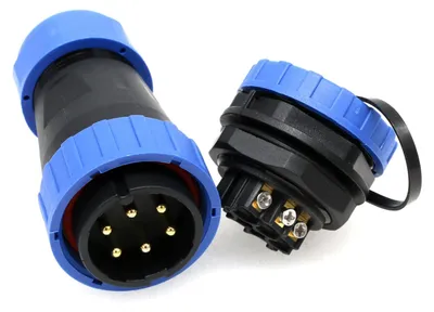 Luftfahrtstecker TY28, 6-polig, 25 A, IP68, wasserdicht, Rückmutter