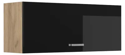 Image de Elément haut de cuisine Vicco R-Line Noir Haute brillance/Chêne doré 100cm Plat, Model 63136