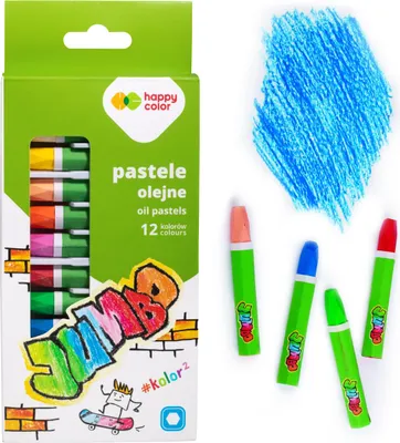 Obrázok produktu pre Olejové pastely Jumbo sada 12 farieb Happy Color
