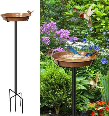Produktbild von Famanu Vogelbad Winterbeständig - Großes 30 cm Wasserbad für Vögel mit 5 Bodenstiften