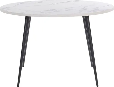 Produktbild von BELIANI Esstisch Weiß / Schwarz ⌀ 120 cm aus MDF-platte und Metall in Marmoroptik Wohnzimmer Esszimmer Salon Küche Rund Minimalistisch Modern