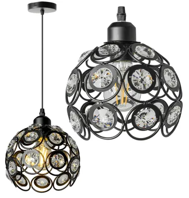 Produktbild von tooLight Pendellampe App206-1C Kristall Schwarz Runden 1-Lichtquelle E27 18X18X15-95Cm Einstellbar