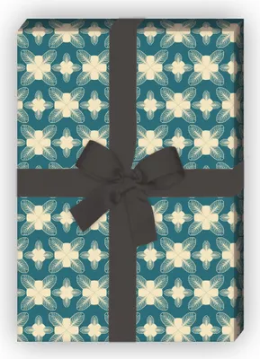 Produktbild von zartes Geschenkpapier Set, Dekorpapier mit Jugendstil Blüten, beige - G8569, 32 x 48cm