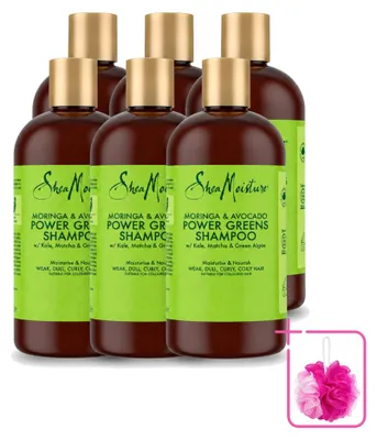 Image de 6 x Shampooing Shea Moisture Power Greens Moringa & Avocat, 384 ml - Lot de 6