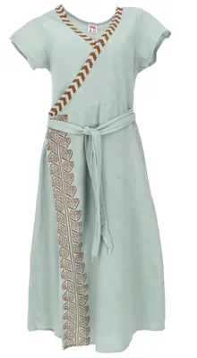 Produktbild von Wickelkleid mit Handgefertigtem Druck - Salbei, Damen, Grün, Baumwolle, Kleider