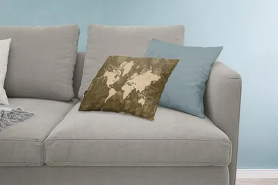 Produktbild von MuchoWow® Zierkissen Sofakissen Wohnzimmer Dekokissen 60x40 cm Weltkarte - Blumen - Braun - Kopfkissen - Polster mit Foto