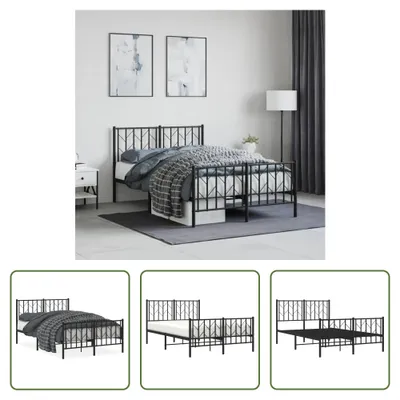 Produktbild von The Living Store Bettgestell mit Kopf- und Fußteil Metall Schwarz 120x200 cm