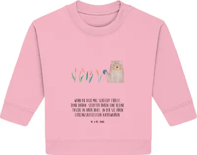 Produktbild von Mr. & Mrs. Panda Organic Baby Pullover Otter Stein 24. - 36. Monat - Baumwolle Pink - Geschenk, Seeotter, Fun Facts, Bullover, Witzige Fakten, Pflanzen