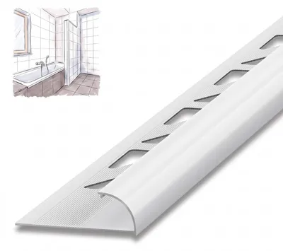 Produktbild von Dalsys Fliesenschiene Viertelkreisprofil 2,5m x 8mm Weiß Alu