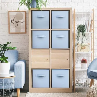 Image de Boîtes de rangement pliables en tissu avec poignée - Lot de 6 boîtes de rangement souples - 33 x 38 x 33 cm