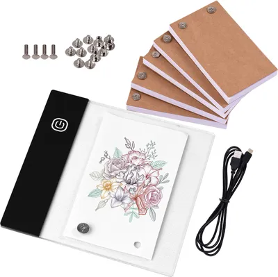 Obrázok produktu pre Flip Book Kit s mini svetelnou podložkou LED Lightbox Tablet Design s otvorom 300 listov Flipbook Paper Väzba skrutiek pre kreslenie Tracing Animácia Skicovanie Cartoon Creation