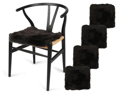 4er-Pack Lammfellkissen 40x40 cm echtes Schaffell Schokolade
