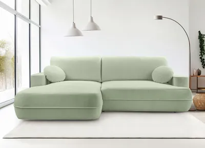 Productafbeelding van AX LIVING Hoekbank met slaapfunctie, model Peoni, 267 cm, saliegroen, stijlvol