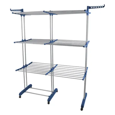 Produktbild von Wäscheständer 3 Ebenen Standtrockner mit Rollen Ausziehbar 75-132x49x170cm 2 Seitenflügel