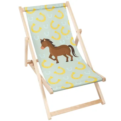 Produktbild von DreamRoots Liegestuhl Holz, Buchenholz bis zu 130 kg, Sonnenliege klappbar mit 3-stufiger Neigungsregulierung der Rückenlehne, Little Pony