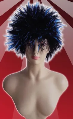 Produktbild von Original Foxxeo Schwarz Blaue Stachelperücke Perücke Stacheln Igelperücke Igel Technoperücke