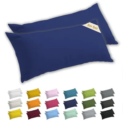 Produktbild von Lavea® 2er Set Seitenschläferkissen-Bezug 40x145 cm, 100% Baumwolle Jersey, YKK-Reißverschluss, Royalblau