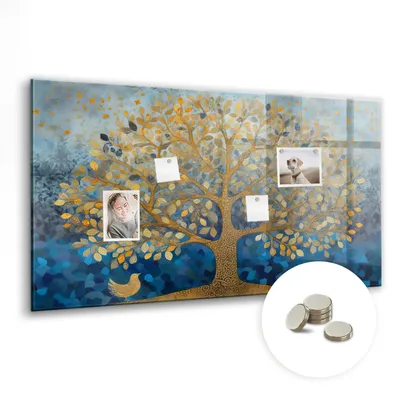 Produktbild von Dekorative Magnettafel 120x60 cm - Magnetwand - für Fotos, Karten und Notizen - Fotowand - Memoboard - Magnetpinnwand - Wanddekoration - Abstrakter Baum