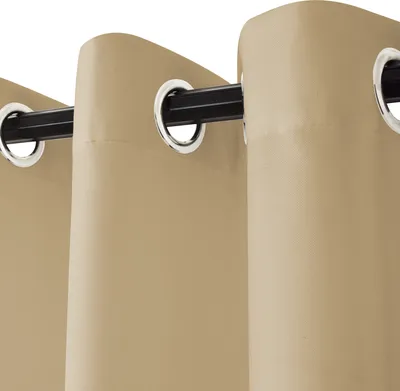 Produktbild von Outdoor Vorhang Wetterfest Sonnenschutz Gardinen Wasserdicht Verdunkelungsvorhang mit Ösen für Terrasse Balkon Hof, 180x243cm, Beige