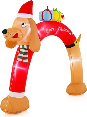 Produktbild von Aufblasbarer Weihnachtsbogen in Dackelform mit LEDs, 242 cm