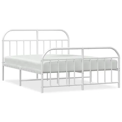 Produktbild von Bettgestell mit Kopf- und Fußteil Metall Weiß 183x213 cm