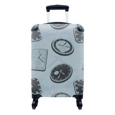 Produktbild von MuchoWow® Koffer Handgepäck Trolley Rollkoffer Kleine Reisekoffer mit 4 Rollen - Uhr - Muster - Vintage - Cabin Size < 55x40x23 cm & 55x40x20 cm - Fotokoffer - Kabinenkoffer - Boardgepäck - Reise-Box - Reisekoffer - Reisegepäck - Koffer mit Bild - Trolley für Kinder