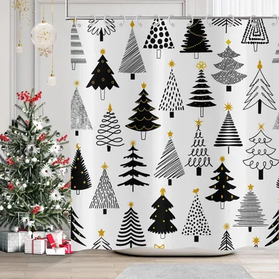 Obrázek produktu pro Vánoční sprchová závěs 180 x 200 cm s motivem vánočního stromku