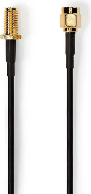 Immagine prodotto di Cavo antenna | RP SMA maschio | RP SMA femmina | Placcato oro | 50 Ohm | Protezione a guscio singolo | 1,00 m | Rotondo | PVC | Nero | Etichetta