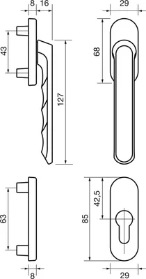 Image de HOPPE Demi-garniture de porte de balcon LIÈGE - extérieur plat, blanc