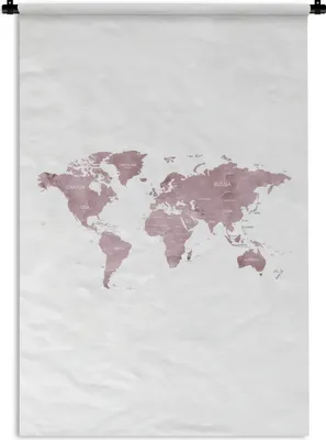 Produktbild von MuchoWow® Wandteppich Wandbehang Weltkarte - Rosa - Marmor 60x90 cm Tapisserie Dekoration Wandtuch - Foto-Teppich - Abwaschbar