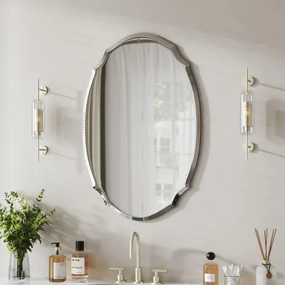 Produktbild von Livingandhome Wandspiegel Hängespiegel ohne Rahmen 40 x 60 cm, Oval , Unregelmäßig, Elegant, für Wohnzimmer Schlafzimmer Badezimmer
