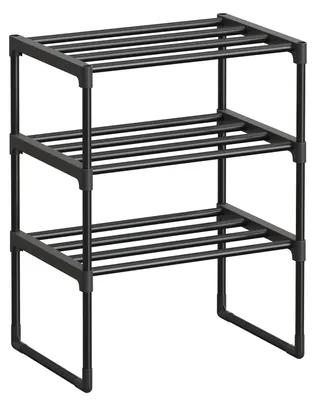 Immagine prodotto di SONGMICS - Scaffale per scarpe, 3 livelli, acciaio, impilabile, 42,5 x 30 x 54,5 cm – Nero, dimensioni: 3 livelli (42,5 cm di larghezza)