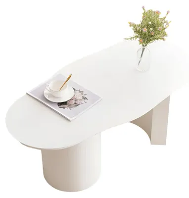 Image de Table basse - Design moderne irrégulier - 100 x 50 x 40,5 cm - Fabriquée en MDF de haute qualité - Blanche