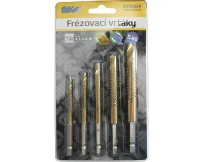 Obrázek produktu pro Frézovací vrtáky TiN 4,5,6,8,10 mm, 070004