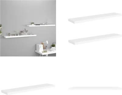 Obrázek produktu pro vidaXL Plovoucí police 2 ks. Bílá 120x23,5x3,8 cm MDF - Nástěnná police - Nástěnné police - Plovoucí nástěnná police - Plovoucí nástěnná police