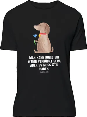 Produktbild von Mr. & Mrs. Panda Größe M T-Shirt Hund Blume - Schwarz - Geschenk, Hunde, Sprüche, Haha, Tshirt, Frauchen, mit Spruch, Herren, Shirt, Vierbeiner