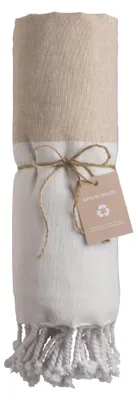 Produktbild von Pareo Futa Strandtuch 90x170 cm – Hamamtuch mit Fransen, Farbe:Beige