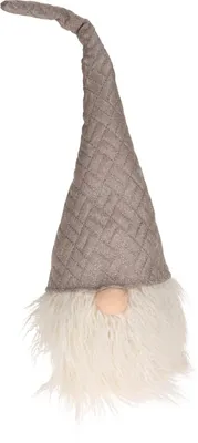 Weihnachtszwerge mit beleuchtetem Gesicht, 57 cm, warmgrau