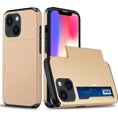 Produktbild von Mobigear Card iPhone 15 Hülle Hardcase Backcover Stoßfest mit Kartenhalter - Gold