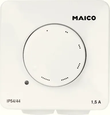 A white electronic device with a dial and markings.