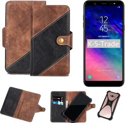 Produktbild von K-S-Trade Handy Hülle Schutz Hülle Schutzhülle Bookstyle Case kompatibel mit Samsung Galaxy A6+ (2018) Handy Cover Hülle Schutztasche 1x